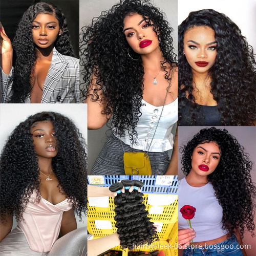 Rebecca 3 Bundles Deep Curly Transparent Lace Closure With Bundles Brazilian Deep Wave Hair Bundles With Closure Remy Human Hair